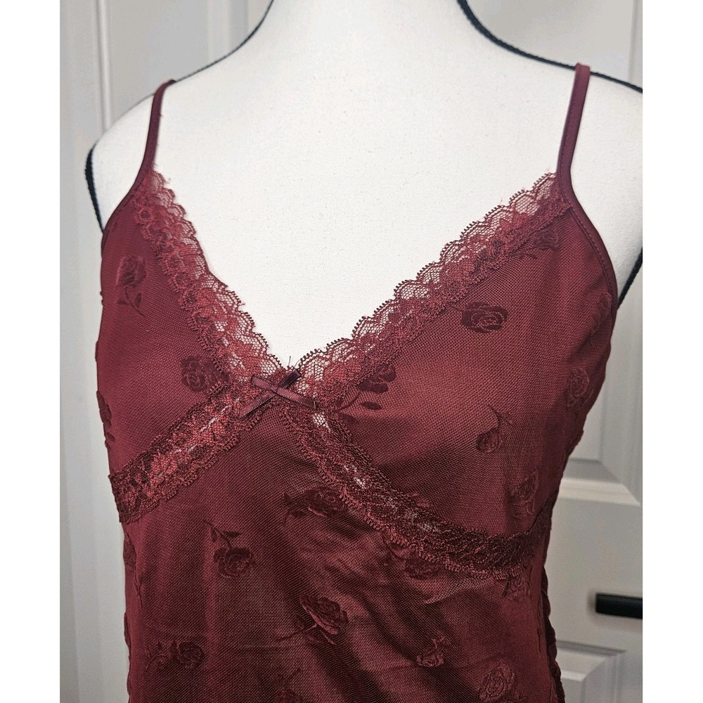 Hesperus Women's Y2k Style‎ Babydoll Tank Top Lace Strappy  Sheer Size Large